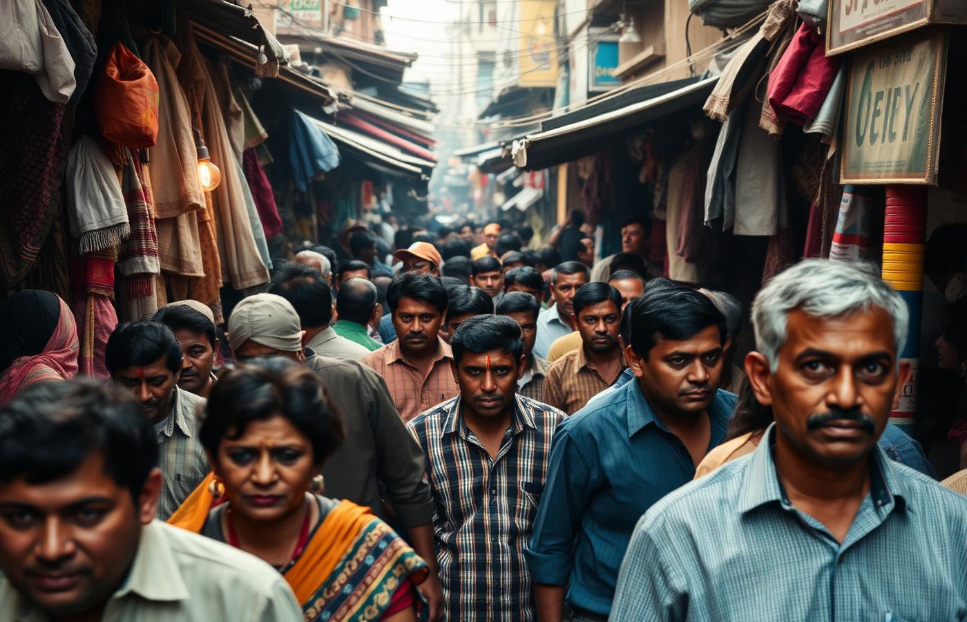 A busy street scene with rich textures